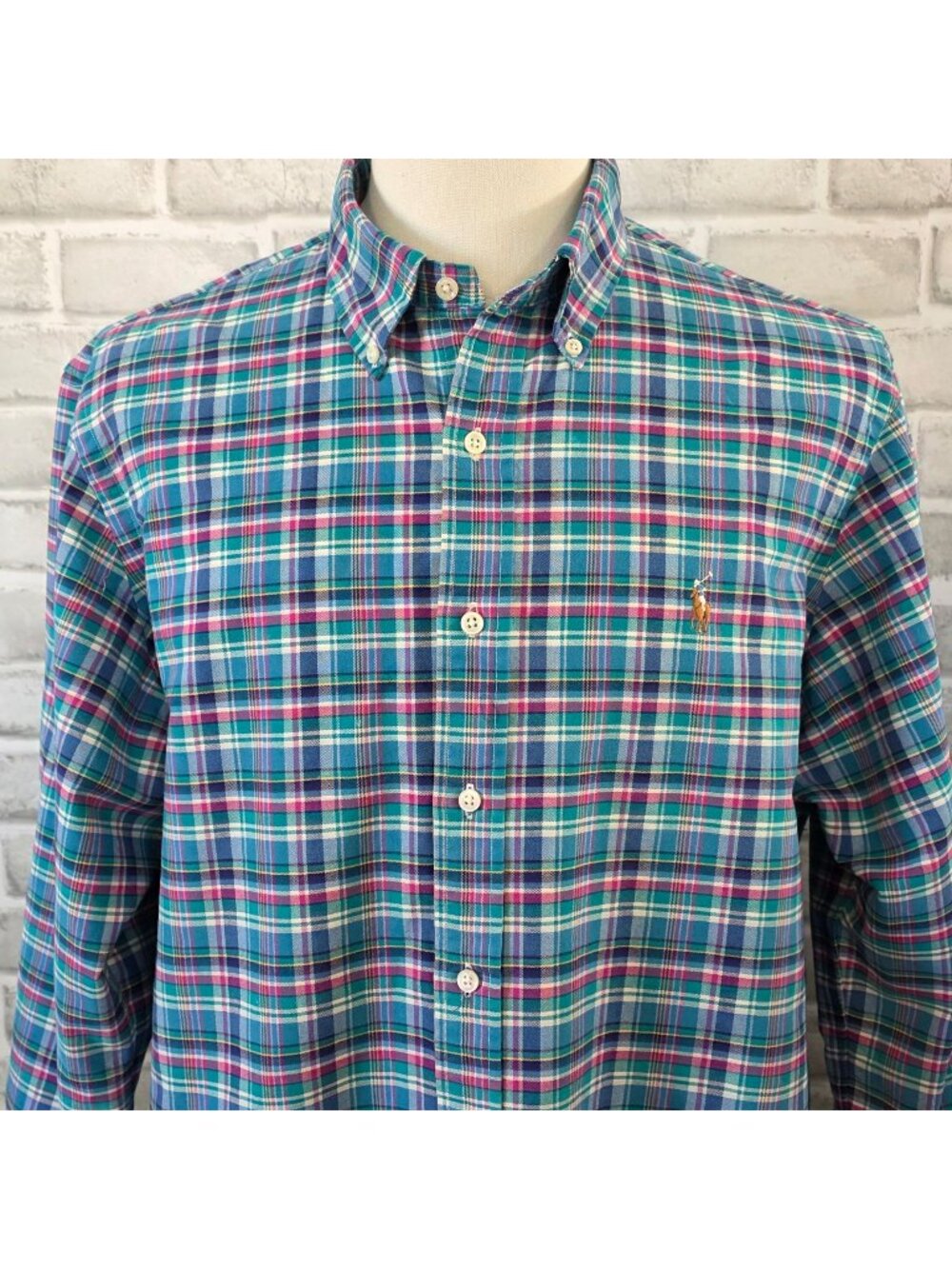 Ralph Lauren Plaid Cotton Button Up XL Casual Preppy Closet Staple Mens Blue